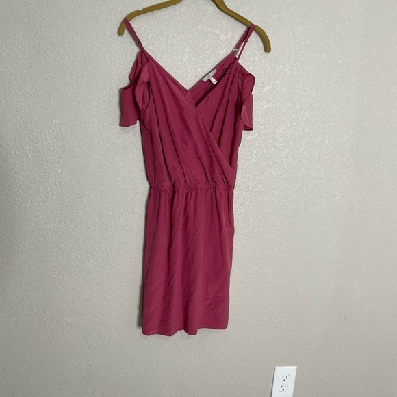 Joie Pink V Neck Flutter Sleeve Silk Dress Small - Picture 8 of 8
